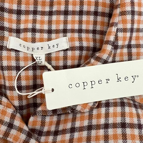 Juniors Copper Key Flannel Shirt XL Autumn Plaid Long Sleeve Cotton Blend NEW - Picture 4 of 6
